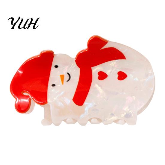 Christmas Hair Claw Clips Clip for Women, Acrylic Festive Accessories with Elk Santa Snowflake Cute Gift Girls Patterns, Non Slip Strong Hold Styling