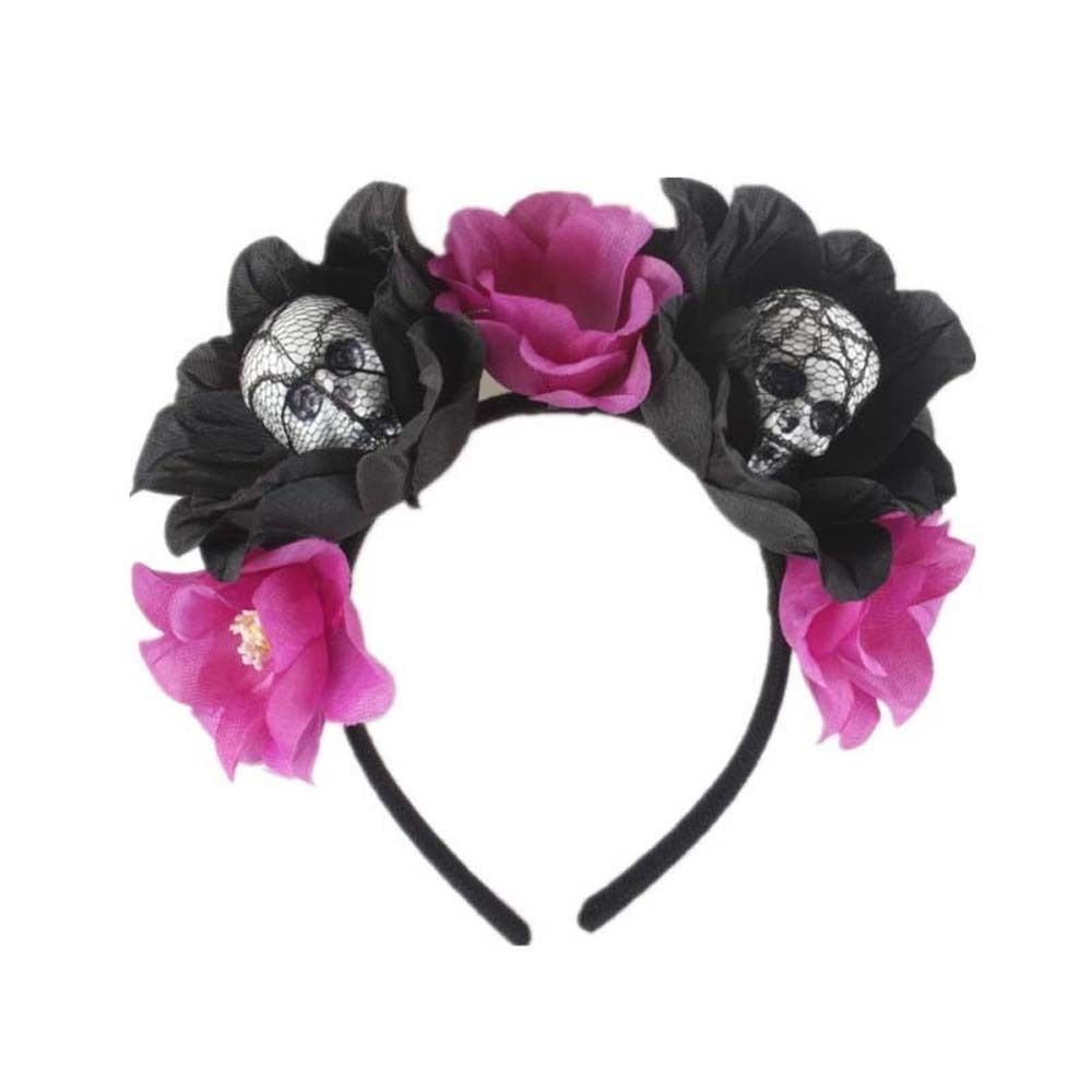 Rose Flower Crown Halloween Skull Hair Hoop Halloween Flower Hairbands Kids/Children