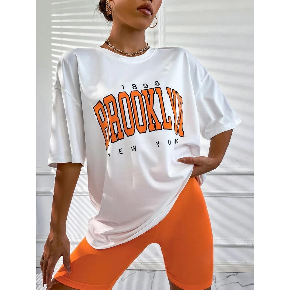 Женская футболка 1898 Brooklyn York, топы с буквенным принтом, черная футболка, женская летняя футболка, футболка с рисунком 90-х годов, женские милые топы, футболка