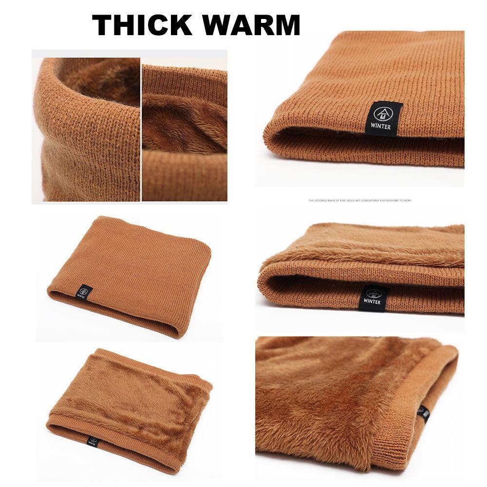 Thick Collar Scarf Fleece Lined Knitted Scarf Circle Loop Scarves Winter Neck Gaiter Neck Warmer