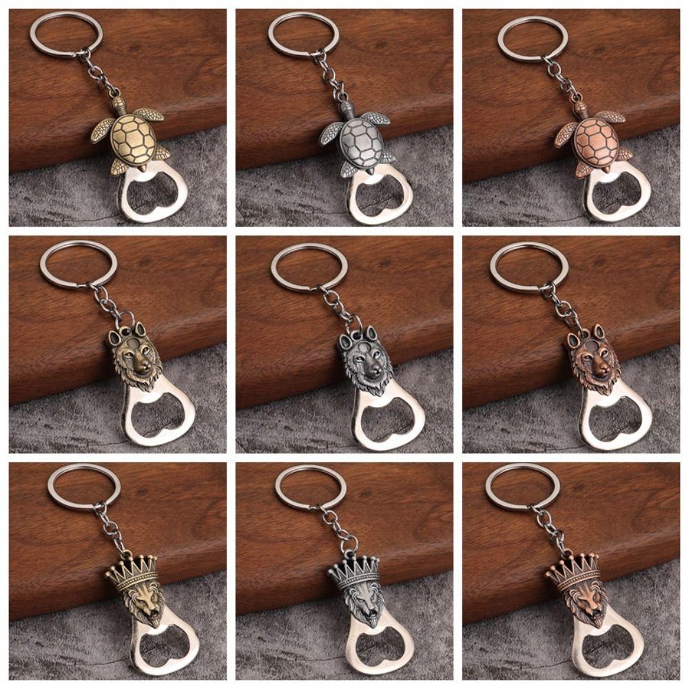 Frog Wolf Turtle Bottle Opener Bronze Color Beer Opener Keychain Metal Lion Keyring Men Boy