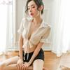 Yiyue Erotic Lingerie Chiffon see-through Uniform Seductive and Sexy body-Hugging Mini Skirt ol Secretary Professional Set 9044