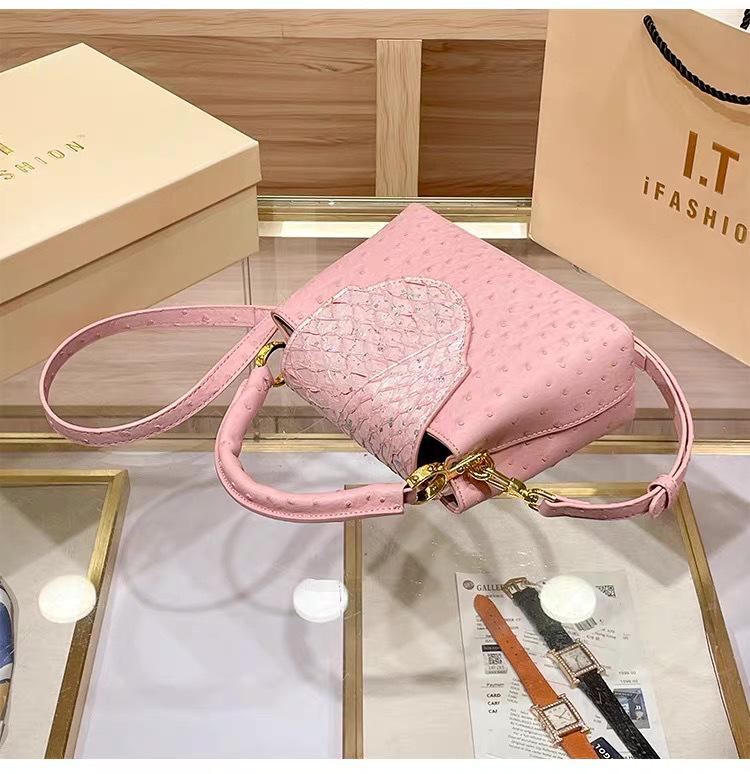 2025 High-End Women's Genuine Leather Ostrich Pattern Crossbody Shoulder Handbag
