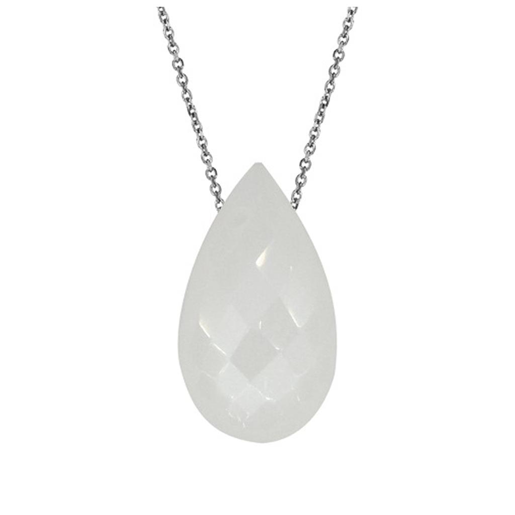 Les Trésors De Lily [R3009] - Silver 'Meghan' Silver Moonstone Necklace (rhodium) - 15x8mm