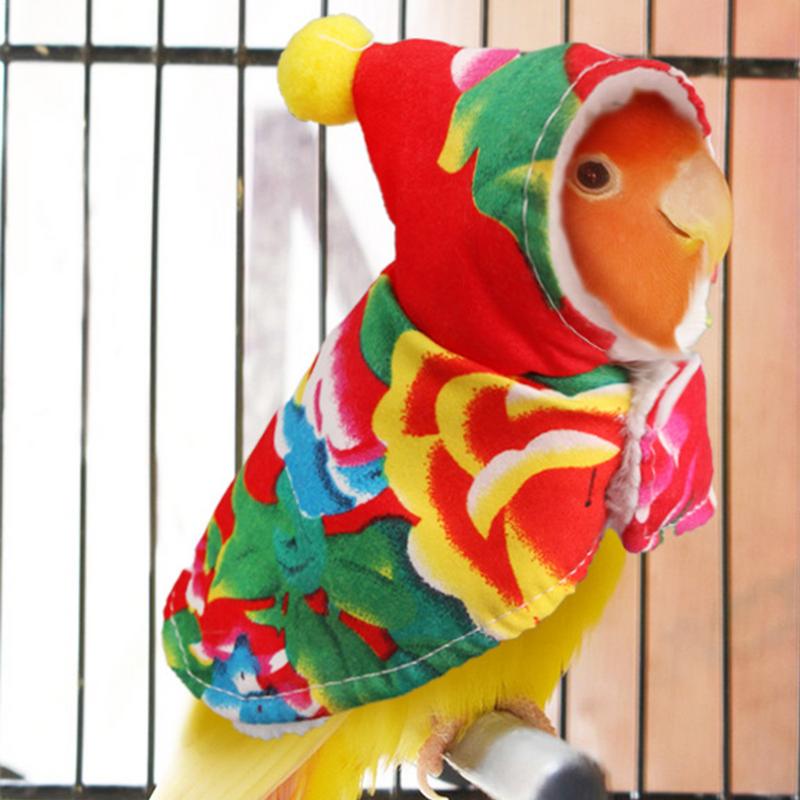 Bird Cape Flower Print Bird Hooded Cape Plush Cape For Budgerigar Parakeet Conure Cockatiel Mynah Love Birds Finches