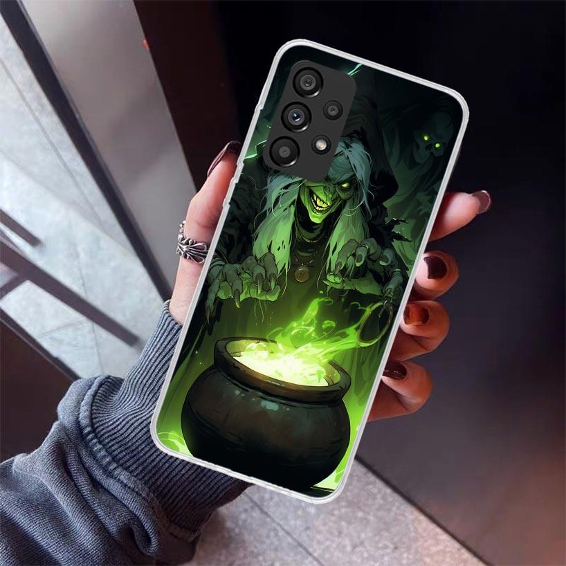 Halloween Moon Witch Horror Phone Case For Samsung Galaxy A17 A16 A15 A14 A13 A57 A56 A55 A54 A53 A37 A36 A35 A34 A33 A26 A25 A2