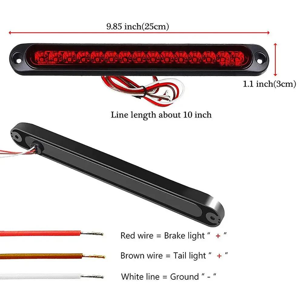 Auto Turn Signal Stop Warning Lamp High Mount 15LED Car Light Bar 12V Red Third Brake Light Rear Light Signal Side Marker