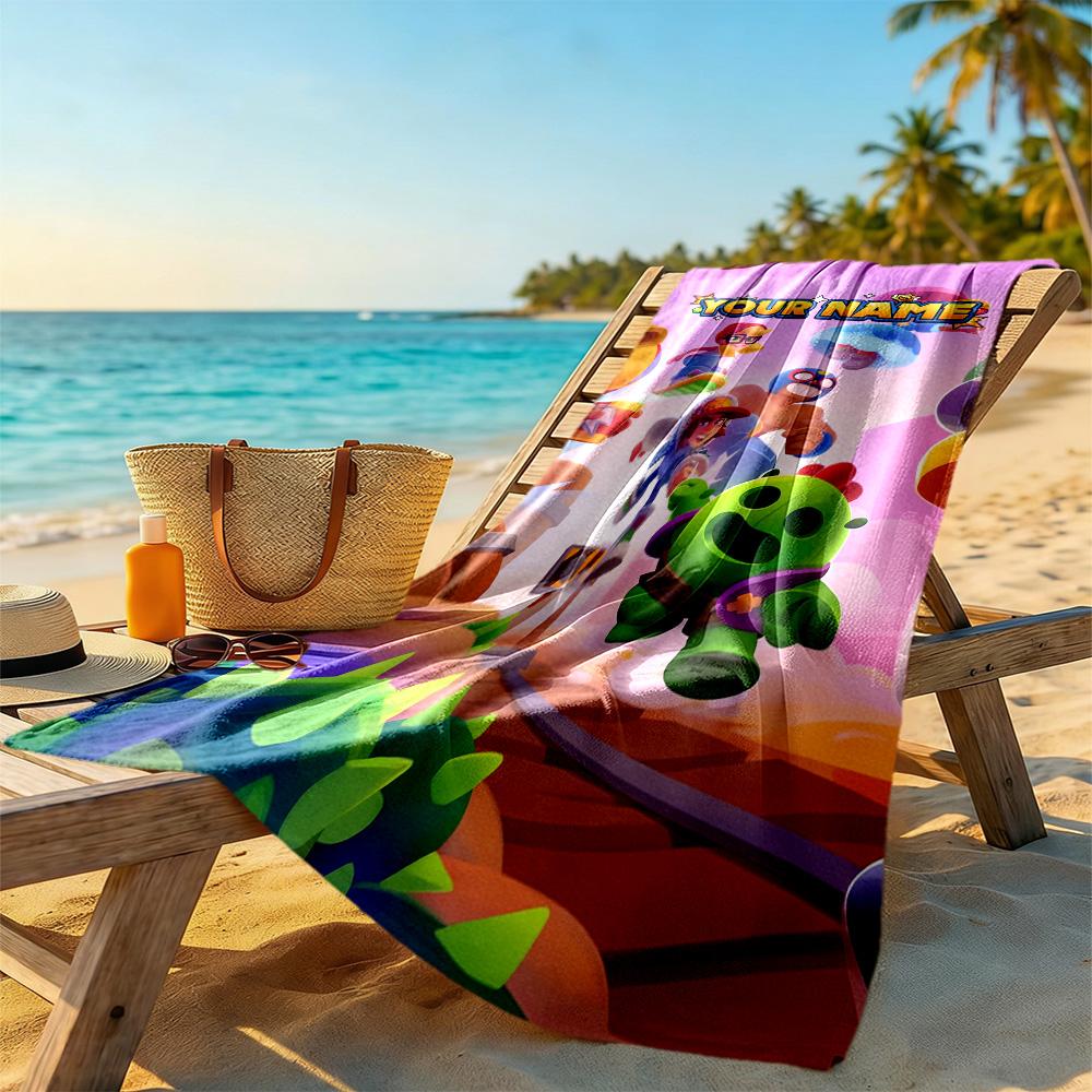 Supercell Customizable Name Beach Towel Soft Durable Quick-Dry Ideal for Travel Outdoor Swim Pool Yoga Surf Camping Hiking Gym Gift Holiday