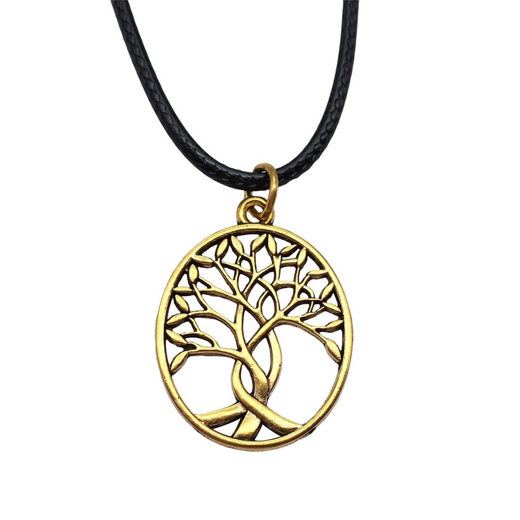 Антикварный кулон-ожерелье "Древо Жизни" Nature Boho Statement Jewelry 45см Кожаная цепочка