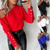 Women's Fashion Casual Fall Winter Solid Color Print Long Sleeve Pullovers Blouses & Shirts