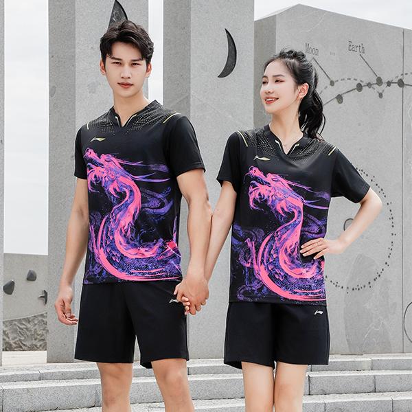Li-Ning Ping Pong Series Quick-Dry Sports Round Neck T-Shirt Unisex Tops Black AAYR361-2