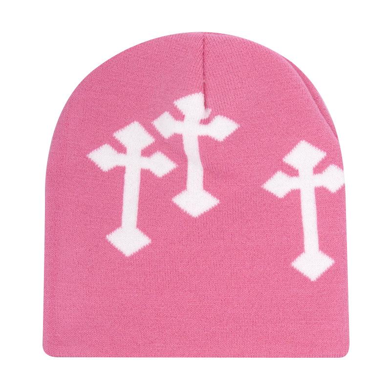 Зимняя модная вязаная шапка для женщин и мужчин, сохраняющая тепло, парные шапки Skullies, ветрозащитные весенние велосипедные шапки с крестообразным декором, шапка-бини