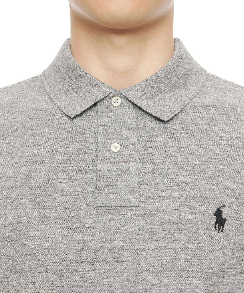 POLO RALPH LAUREN Хлопковая сетчатая рубашка-поло Custom Slim Fit - Серая