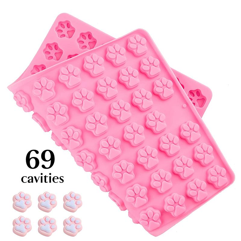 1Pc 69Cavity Silicone Dog Cat Paw Print Treat Molds Mini Gummy Candy Molds