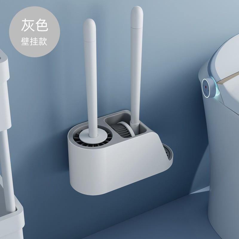 3-in-1 Silicone Toilet Brush With Holder Wall-Mount Or Floor-Standing Bathroom Cleaning