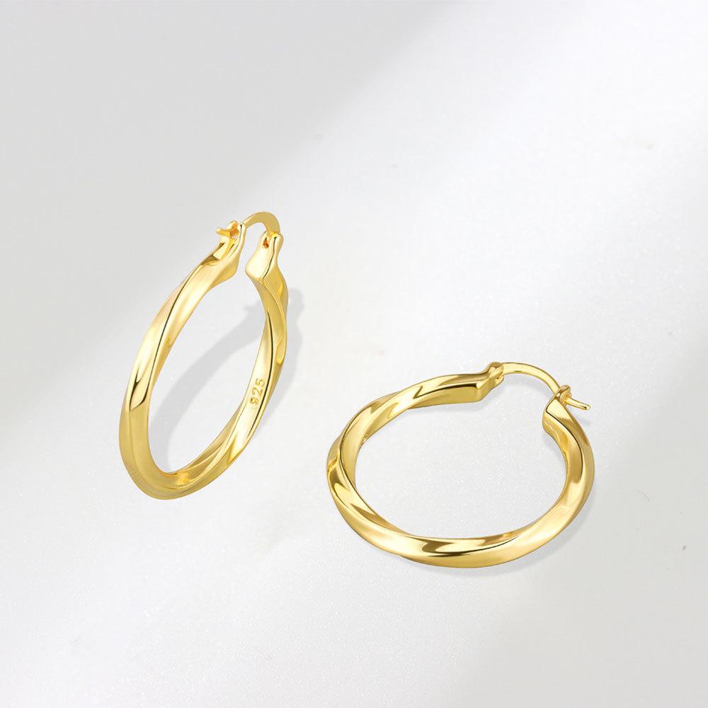 Minimalist Geometric Irregular Twisted Large Hoop Earrings For Women Unique Temperament Ear Cuff Jewelry Accessory
