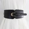 Vintage Elastics Wide Belt Women Fashionable Waist Cincher PU Leather Belt for Party and Daily Wear