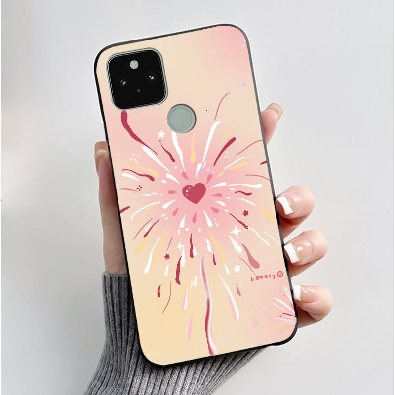 Чехол для Google Pixel 4A 5G Чехол Эстетичный Модный Милый Мультяшный Кот Астронавт Черный Мягкий ТПУ Силикон Ударопрочный Задняя Крышка