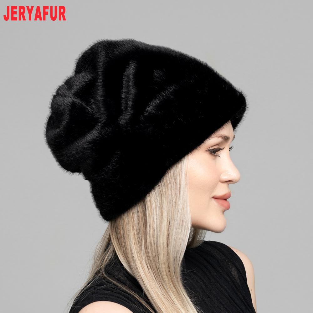 JERYAFUR Женская зимняя шапка-бини из искусственного меха, мягкая, плюшевая, теплая, для холодной погоды, для ношения на улице