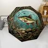 Hook Fish pattern umbrella, portable and foldable design, 8 ribs, a casual accessory for Halloween, Christmas, and birthday gifts.