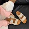 Leather Velcro Shoes Platform Slippers Women's Summer Wear Soft-soled Flat-soled Boken Ugly Cool Slippers Tide