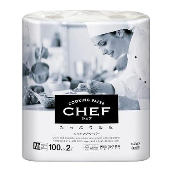 Kao Professional Series Бумага для выпечки для коммерческого использования Кухонная бумага Шеф-повара Extra Absorbent M Белая 100 листов 2 рулона (Серия Као)