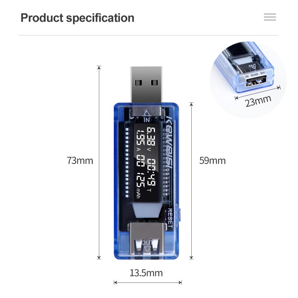 3 in 1 USB Voltmeter Current Voltage Capacity Tester DC Digital Volt Current Meter Charger Capacity Detector for Mobile Power