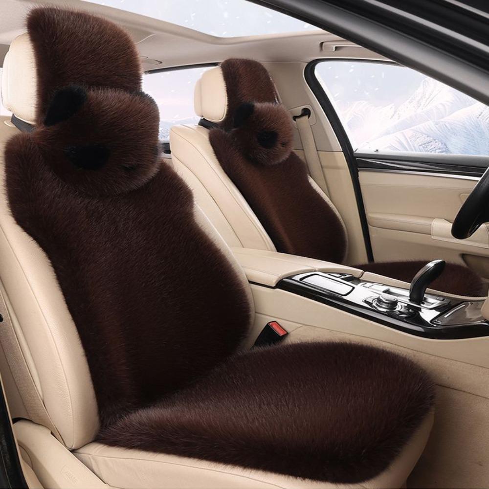 Non-slip Car Plush Cushion Cartoon Panda Backrest Lumbar Support Car Headrest Waist Support Winter