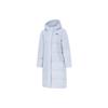 Li Ning Solid Color Long Hooded Down Jacket Women Outerwear Light-Blue AYMT200-3