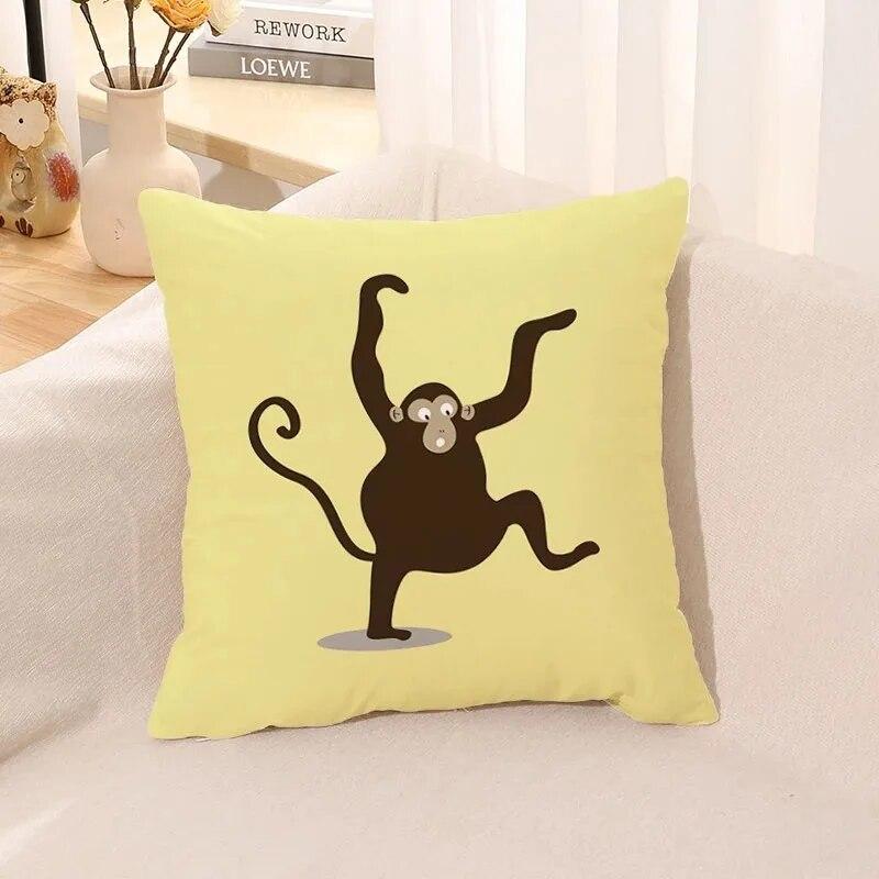 Cartoon Animal Print Pillow Case Living Room Sofa Cushion Cover Bedroom Room Bedside Home Decoration