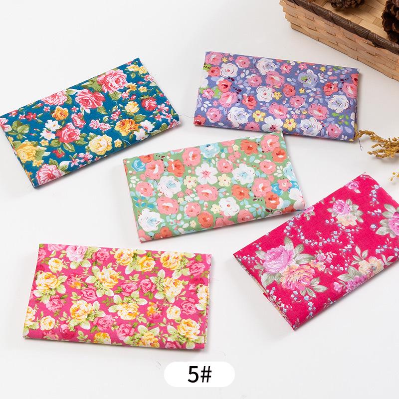 5pcs / Lot Printed Patchwork Cotton Fabric Doll Handmade Accessories Floral Fabrics for DIY