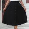 Plus Size Button High Waist Half-body Skirt Summer Loose Big Swing Skirt Temperament Elegant Skirt EMA