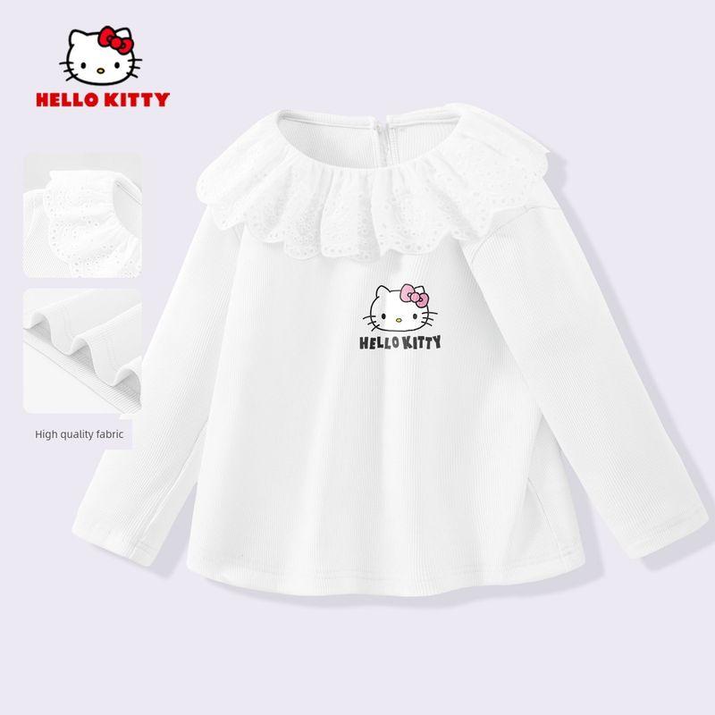 Весенний наряд для девочек Hello Kitty 2026 Новый Белый Детский Весенний Комплект из Двух Предметов с Длинным Рукавом и Юбкой
