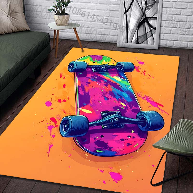 Creative Colorful Skateboard Print Rug Carpets for Bedroom Living Room Sofa Mat Door Mat Dressing Room Rugs Large Size