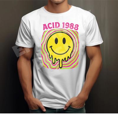 Футболка со смайликом Ретро Acid House 80-е 90-е Вечеринка Фестиваль Рейв Клуб