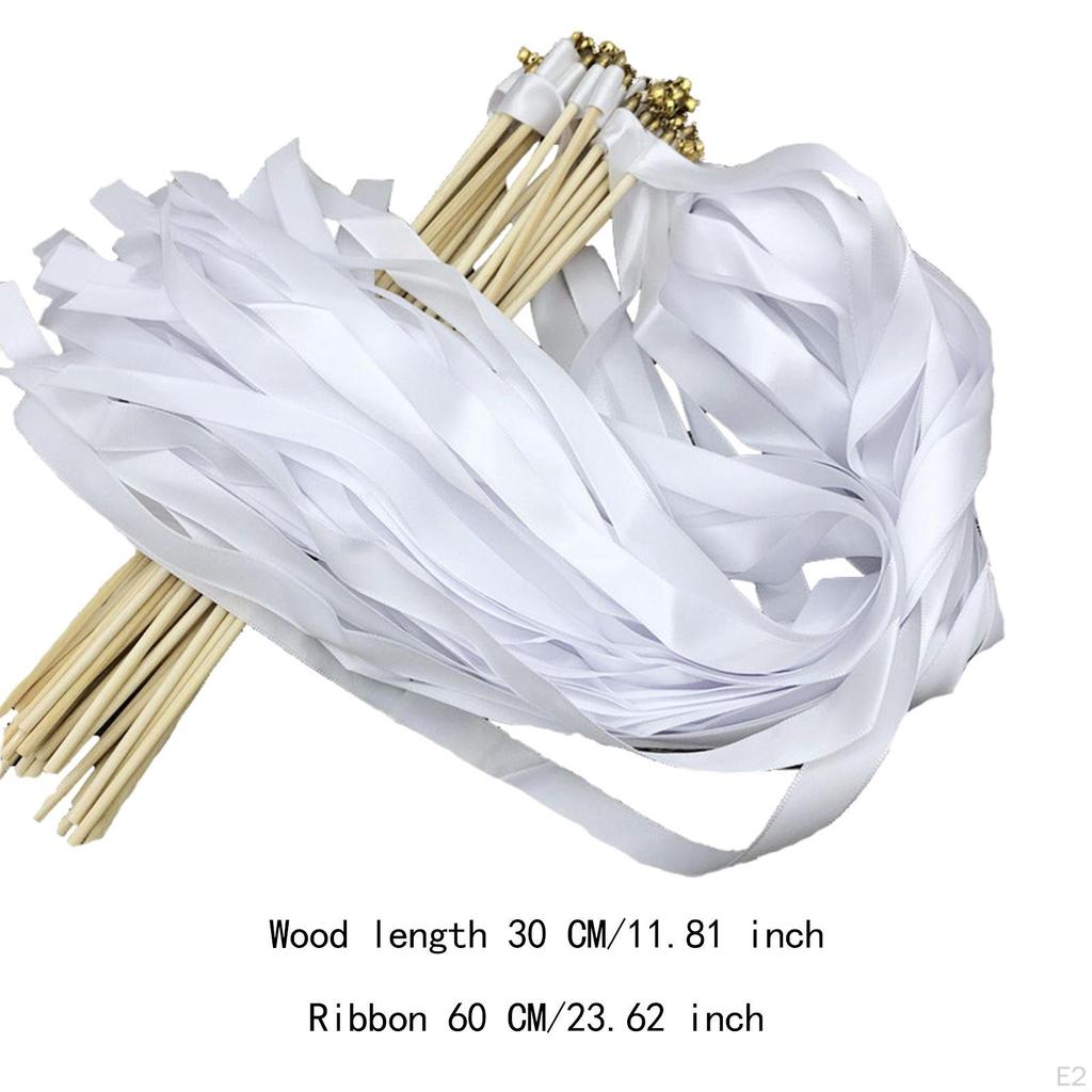 20Pcs Ribbon Wands Wedding Streamers Stick Fairy Wand Photo Props Decorations