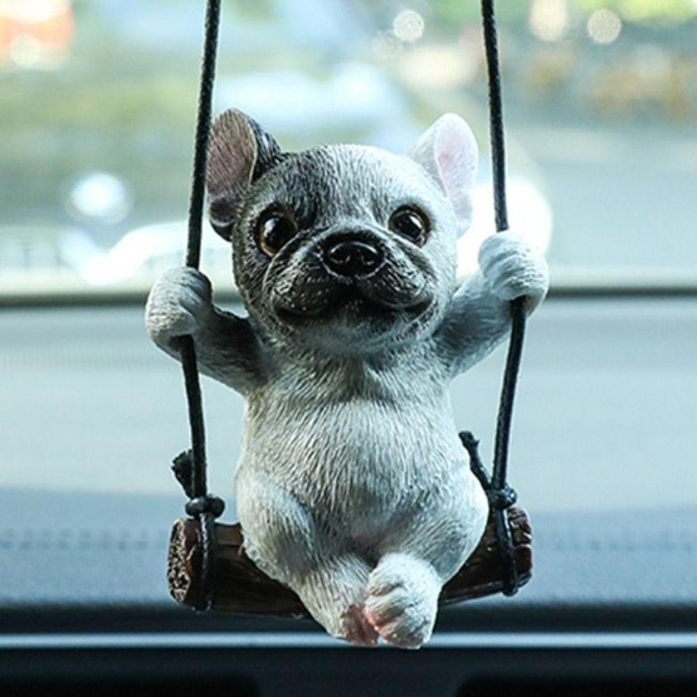 Милая собака зеркало заднего вида украшения аниме автомобиль подвесное украшение качели бульдог кулон