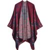 Женский oversized вязаный шарф-накидка с цветочным жаккардом, теплый, толстый, зимний