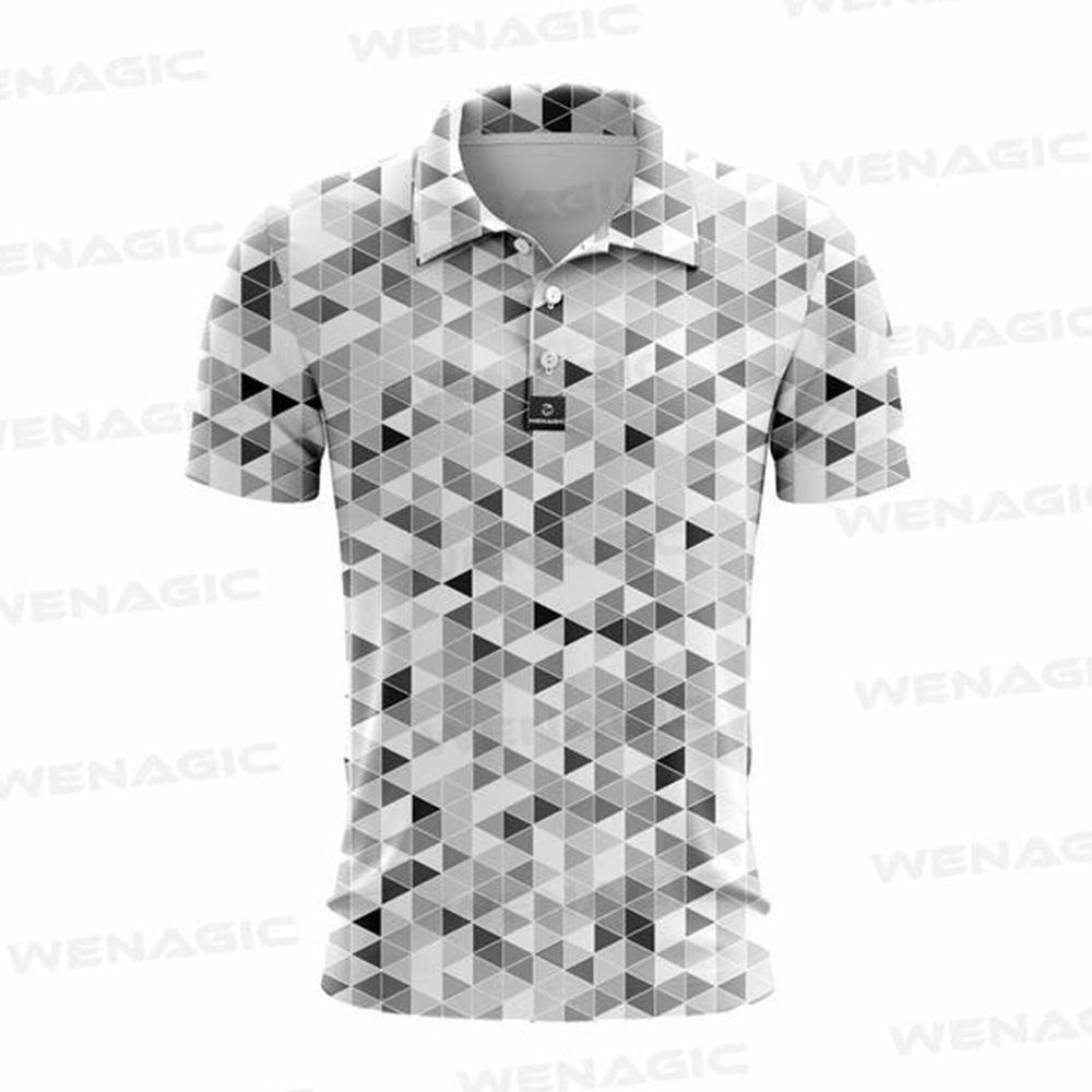 Golf polo shirt diamond pattern polo shirt summer short sleeve t-shirt quick drying breathable