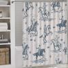 Western Shower Curtains for Bathroom, Cowboy Cartoon Decor Pattern Print Bath Drapes Set with Hooks, Waterproof Fabric Windows