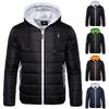 Autumn And Winter Men's Hooded Cotton Coat Solid Color Cotton Coat Jacket Cotton Coat Men