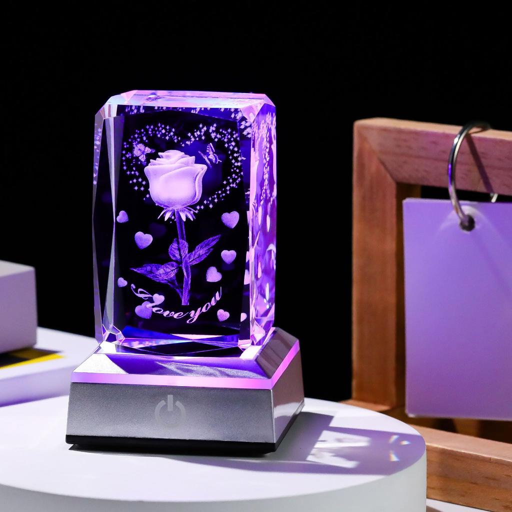 Kertari Подарок на годовщину Ее лечебные товары Женщины Популярный K9 Crystal Rose Искусственный цветок Свет День рождения Подарок на пенсию Валентина Свадьба