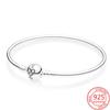 Authentic 925 Sterling Silver Heart -Shaped True Love Silver Bangle Fit Brand Diy Beaded Charms Valentine 'S Day Bracelet Gifts