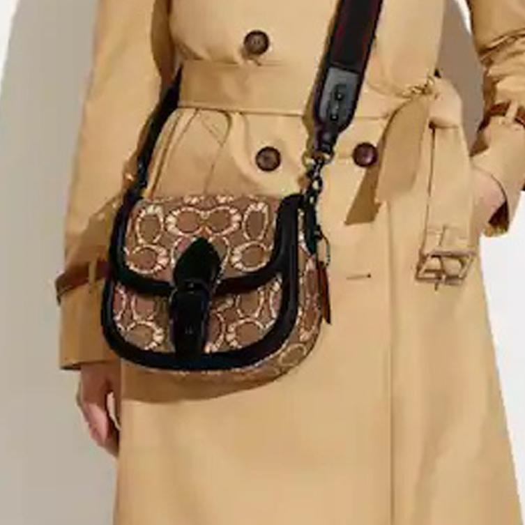 Coach X Jordan Collaboration Beat 23 Snap Closure Color Block Classic Monogram Canvas With Leather Shoulder Crossbody Bag Medium C6972-JILK4