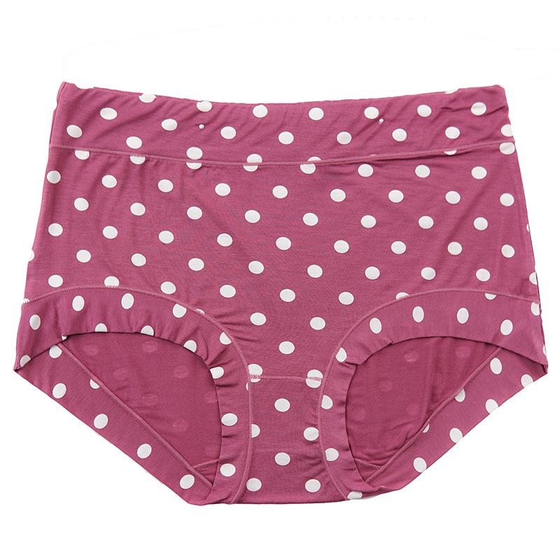 Modal Large Size Panties for Fat Lady Fashion Polka Dot Briefs High Waist Wide Leg Boyshorts Cotton Crotch Underpants