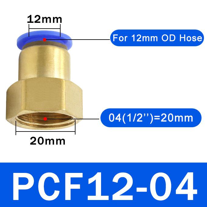 10 шт. Пневматический фитинг PCF 4 6 8 10 12 мм Шланг Трубка 1/8" 3/8" 1/2" 1/4" BSP Внутренняя резьба Латунный Быстроразъемный Соединитель Трубопровода