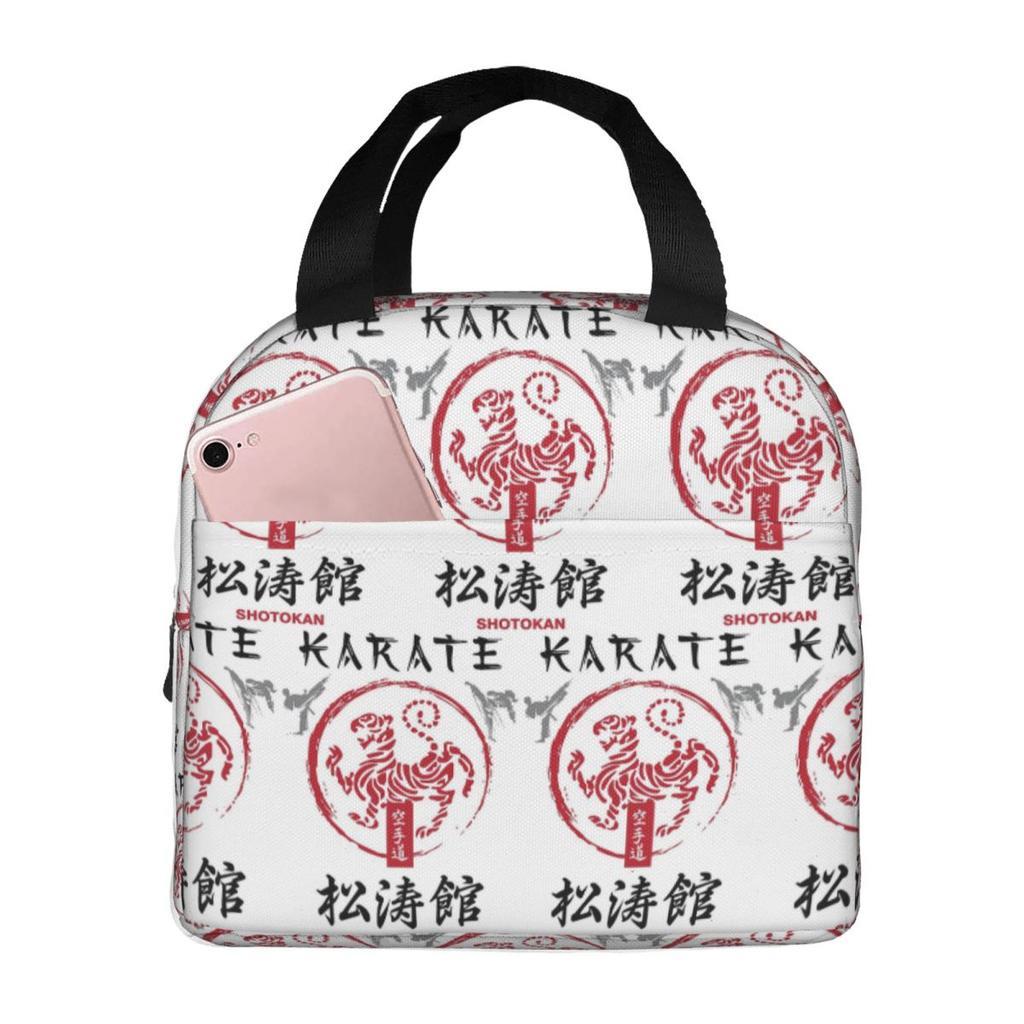 Shotokan Karate Symbol And Kanji White Text Insulated Lunch Bag for Women Office Cooler Thermal Food Box Tote Lunch Boxes