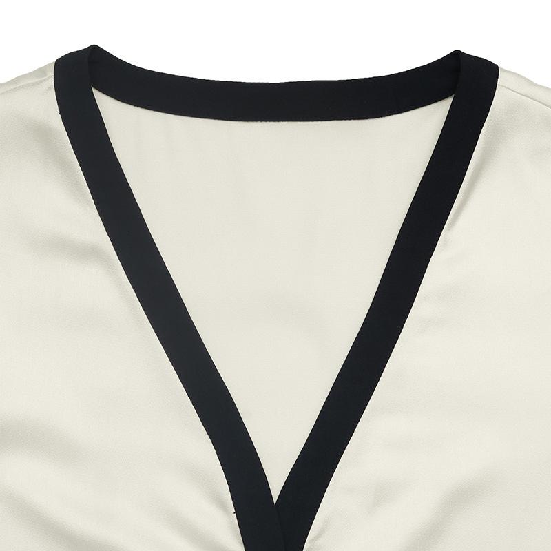 YYFS Женские модные повседневные весенне-осенние блузки и рубашки с длинным рукавом и v-образным вырезом с цветными блоками и принтом