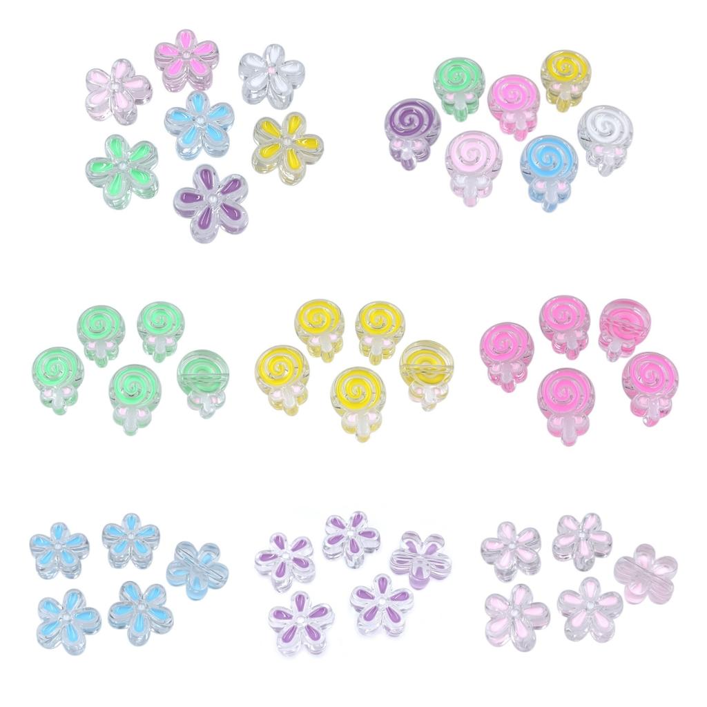 Necklace Making DIY Handmade Materials Transparent Fashion Lollipops/Daisy 5pcs Loose Beads for Bracelet Acrylic  Beads