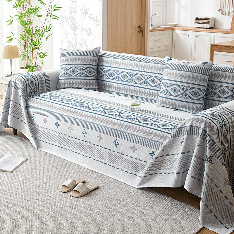 Cool Ice Silk Sofa Cover Towel Full Covered Anti-Slip Sofa Cover Bohemian Sofa Cushion